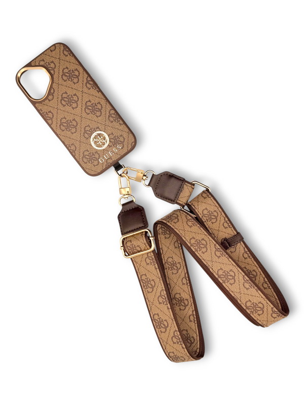 Funda Guess Crossbody Premium – Marrón/Oro - iPhone 17