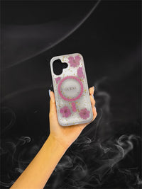Funda Guess Glitter Flowers MagSafe - iPhone 17