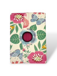 Funda Universal Giratoria para Tablet - Diseño Floral y Mariposas